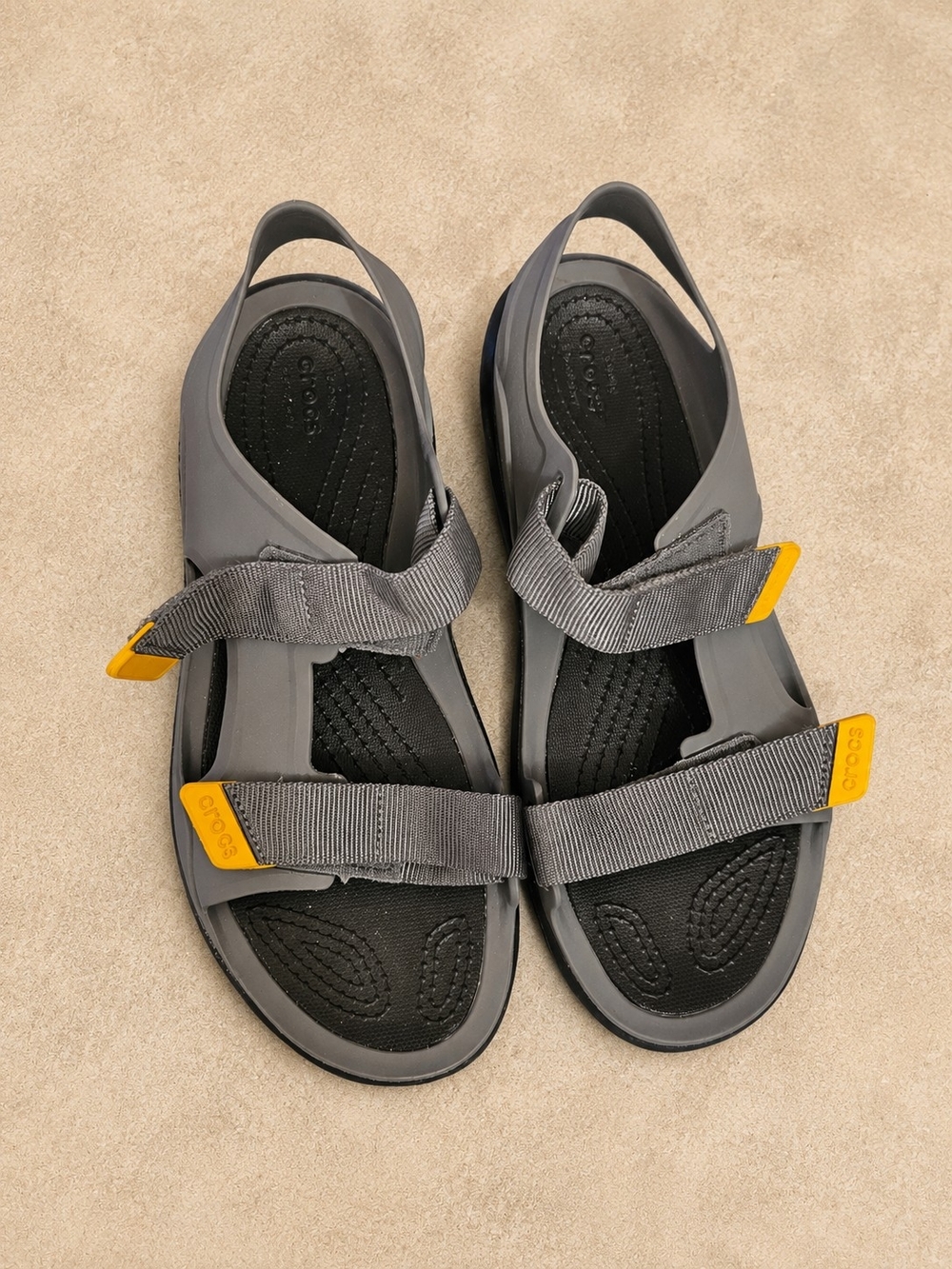 CROCS Men's Gray and Yellow Sport Sandals